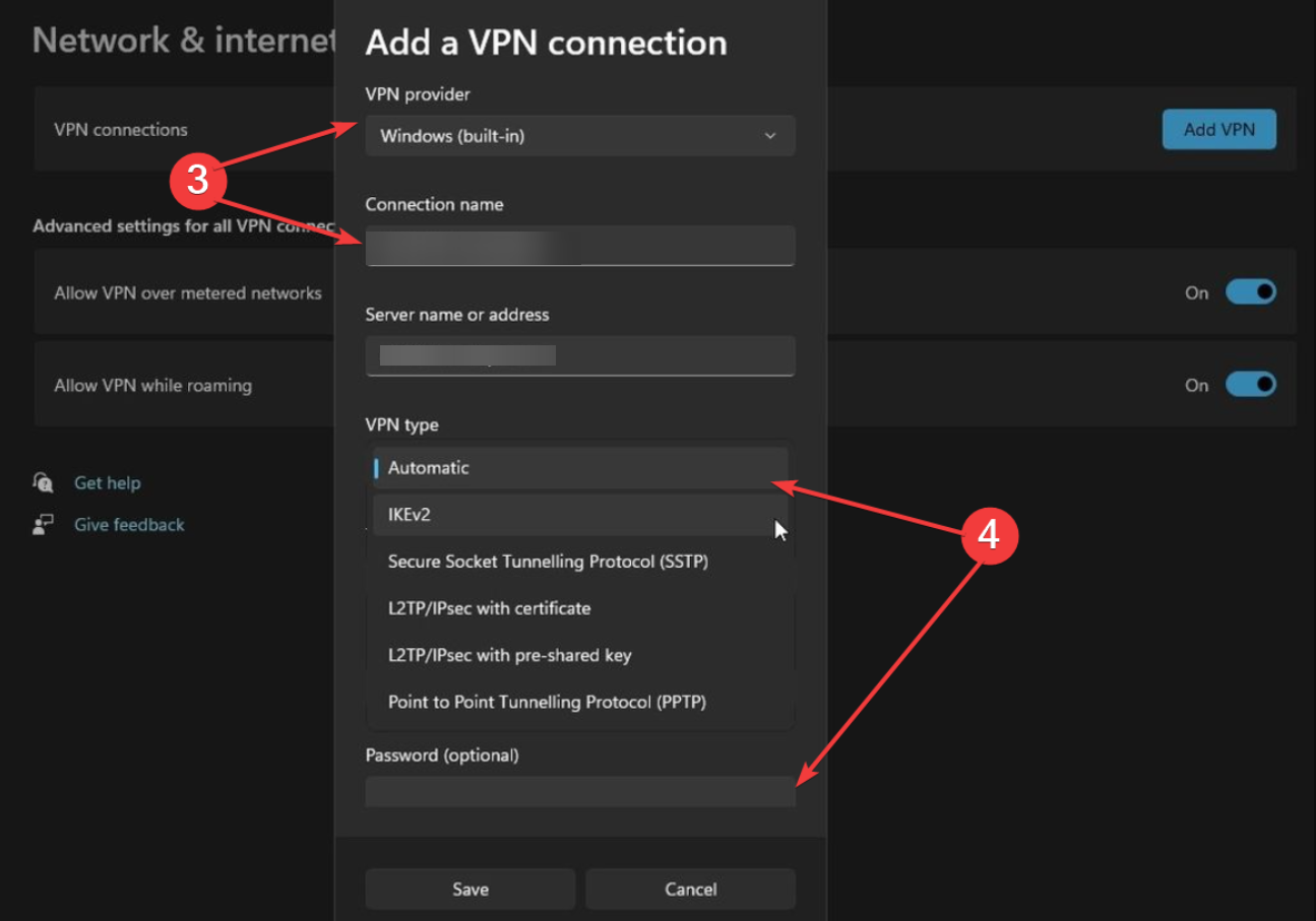 Подключение PPTP VPN в Windows 11