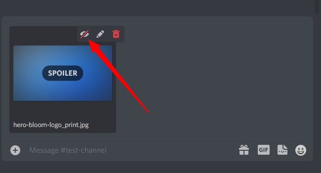 Нажмите небольшой значок глаза на превью, чтобы пометить файл как спойер.