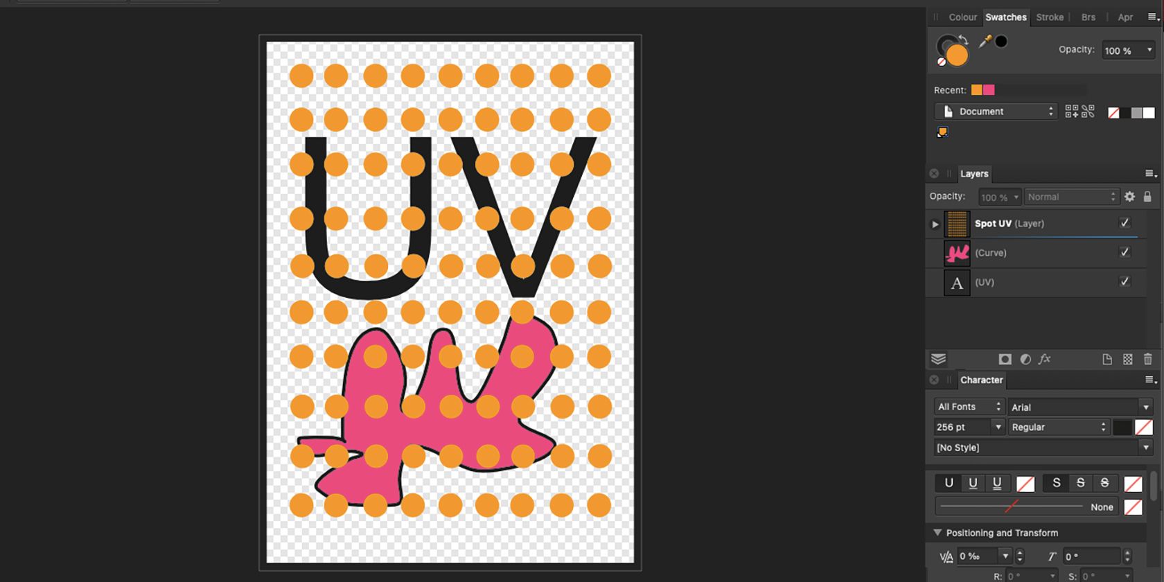 Слой Spot UV в Affinity Designer.