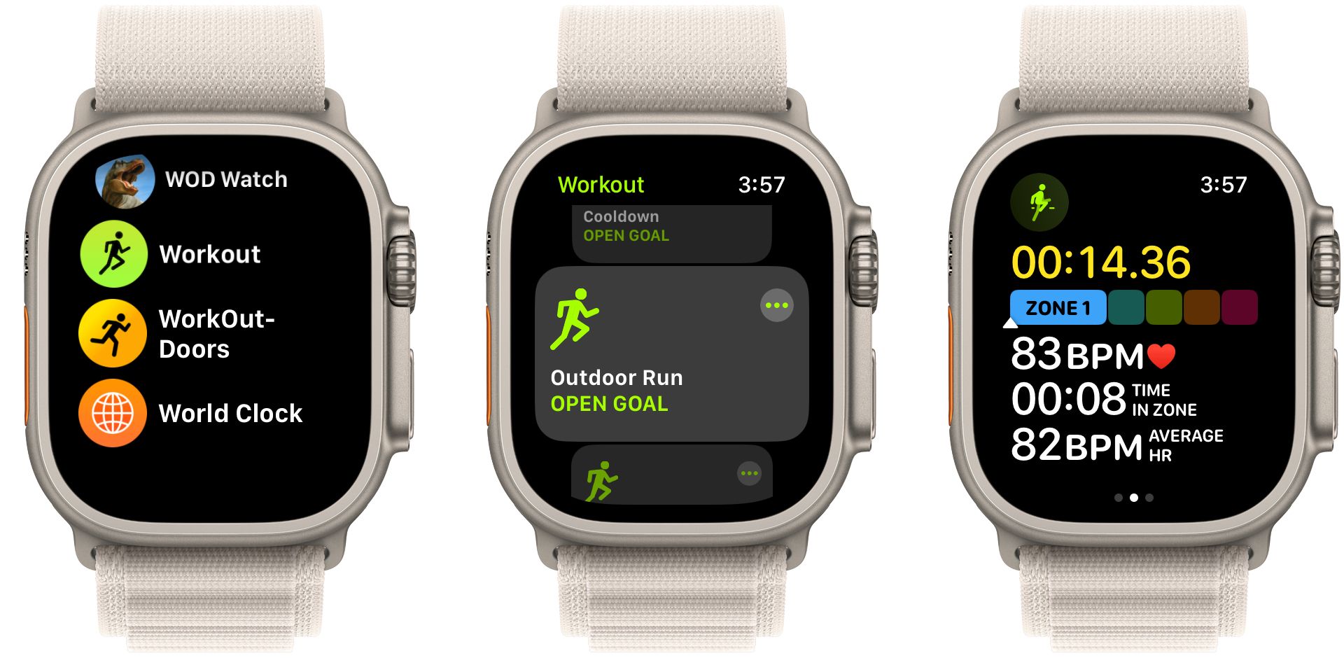 Apple Watch с экраном зон пульса во время бега