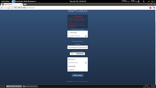Форма ввода для MySQL/MariaDB в ownCloud