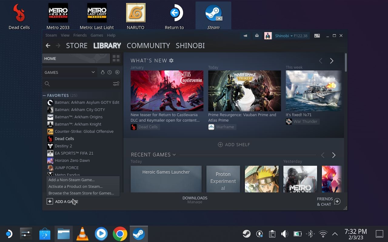 Добавление не‑Steam приложения в библиотеку