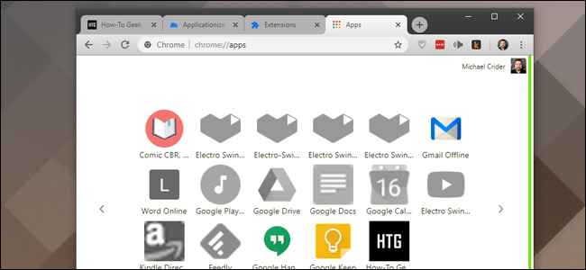 Страница приложений Chrome с новым значком установленного приложения внизу