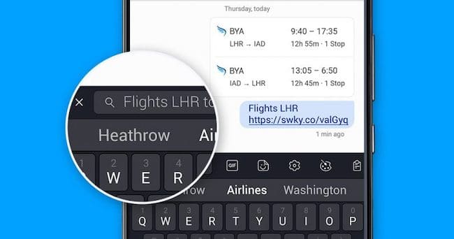 Встроенный поиск SwiftKey на Android