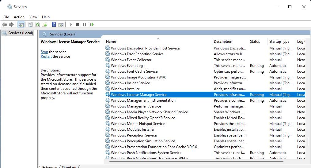 Окно Служб Windows