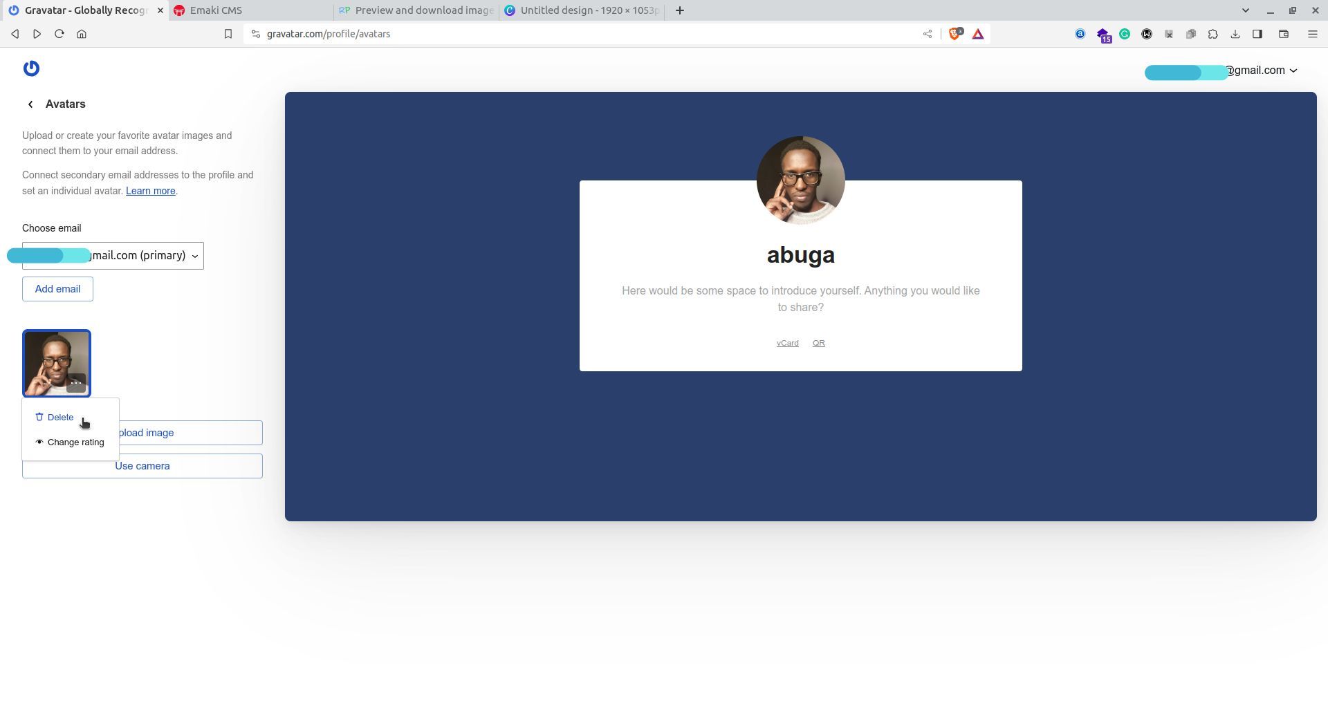 Настройки аватаров в профиле Gravatar