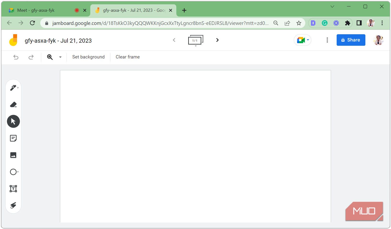 Новый Jamboard открыт из Google Meet