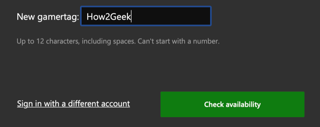 Enter new Xbox gamertag