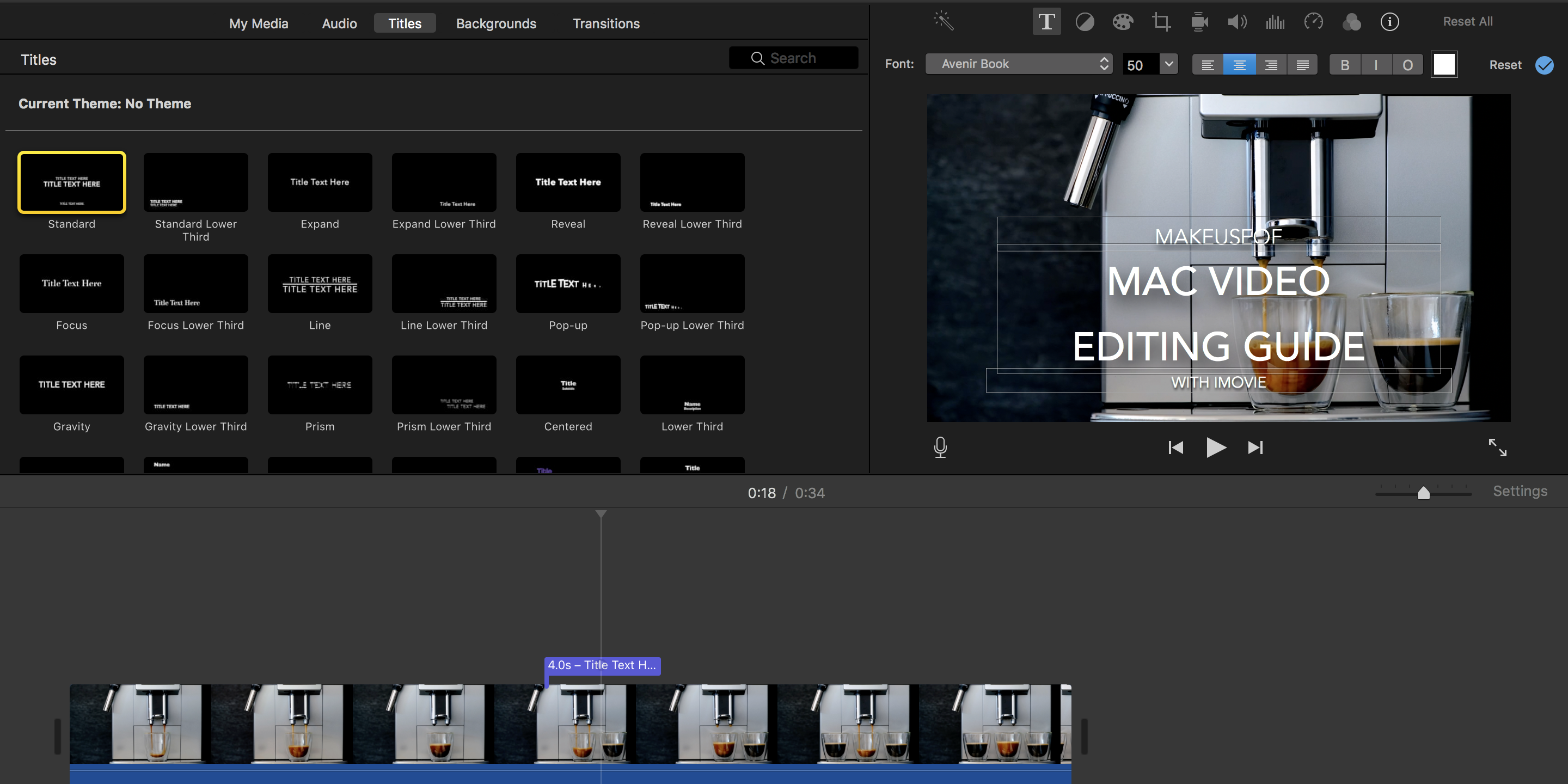 Добавление титров и текста в iMovie на Mac