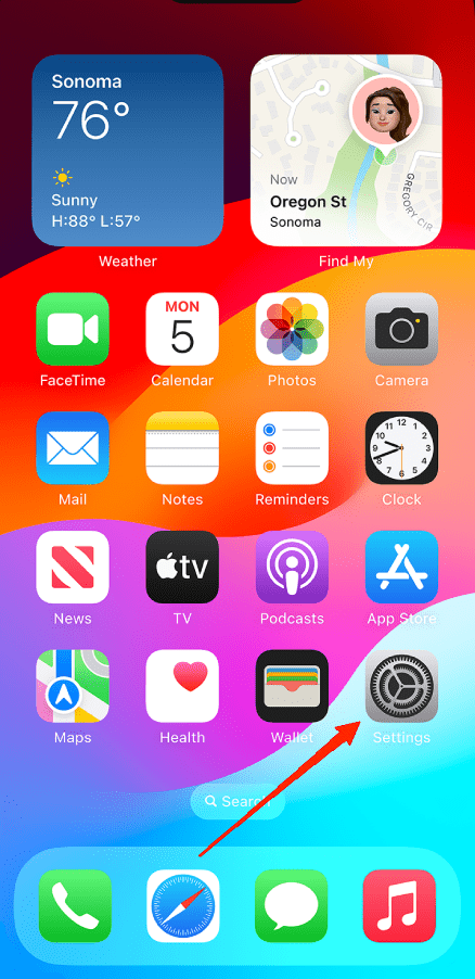 Откройте приложение Настройки на iPhone