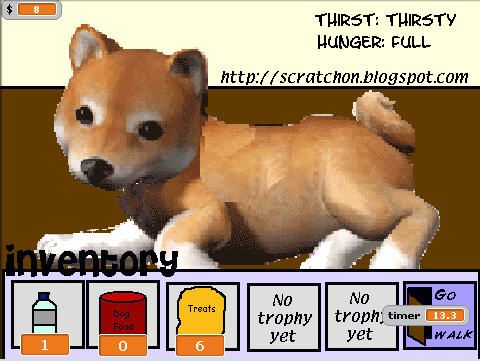 Часть программы для виртуальной собаки в Scratch