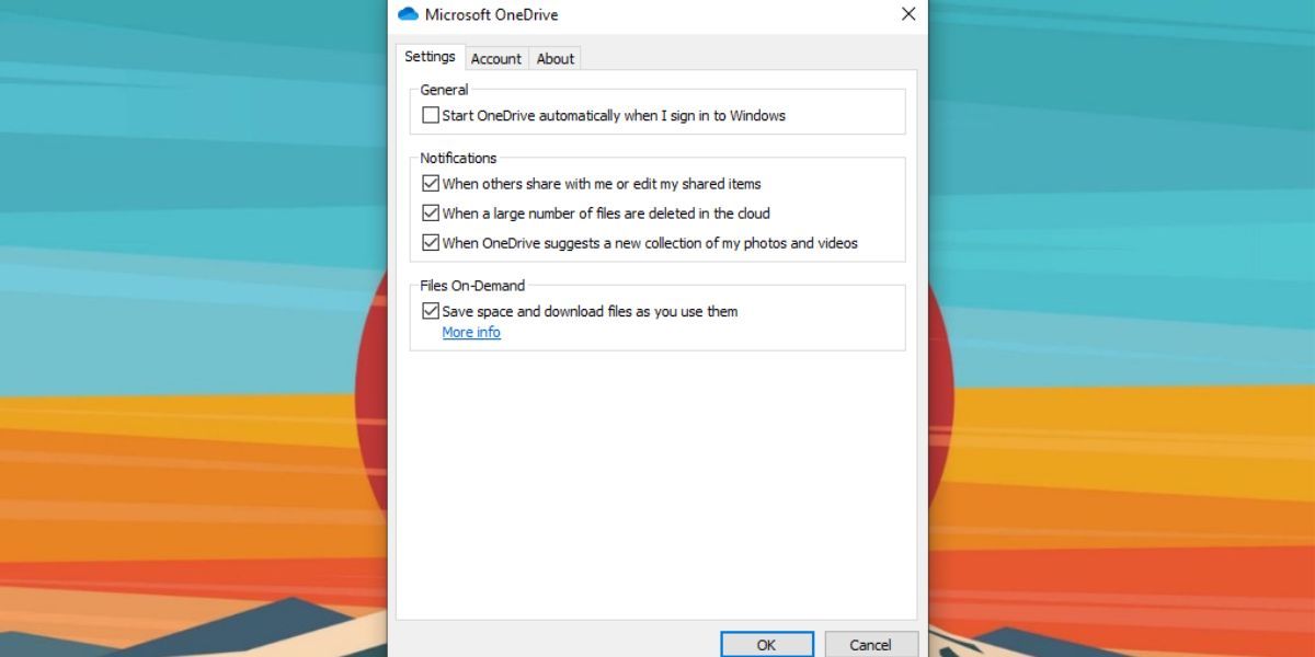 Отключить автозапуск OneDrive