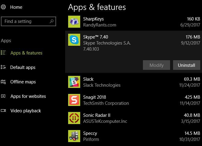 Uninstall Windows 10 Apps & Features