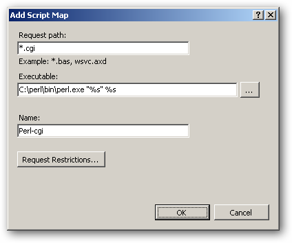 Подтверждение при добавлении сопоставления для .cgi