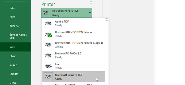 Excel - Print as PDF