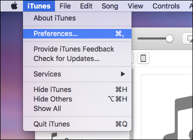 Окно настроек iTunes — Общие настройки