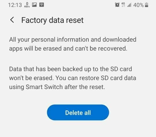 Сброс настроек до заводских