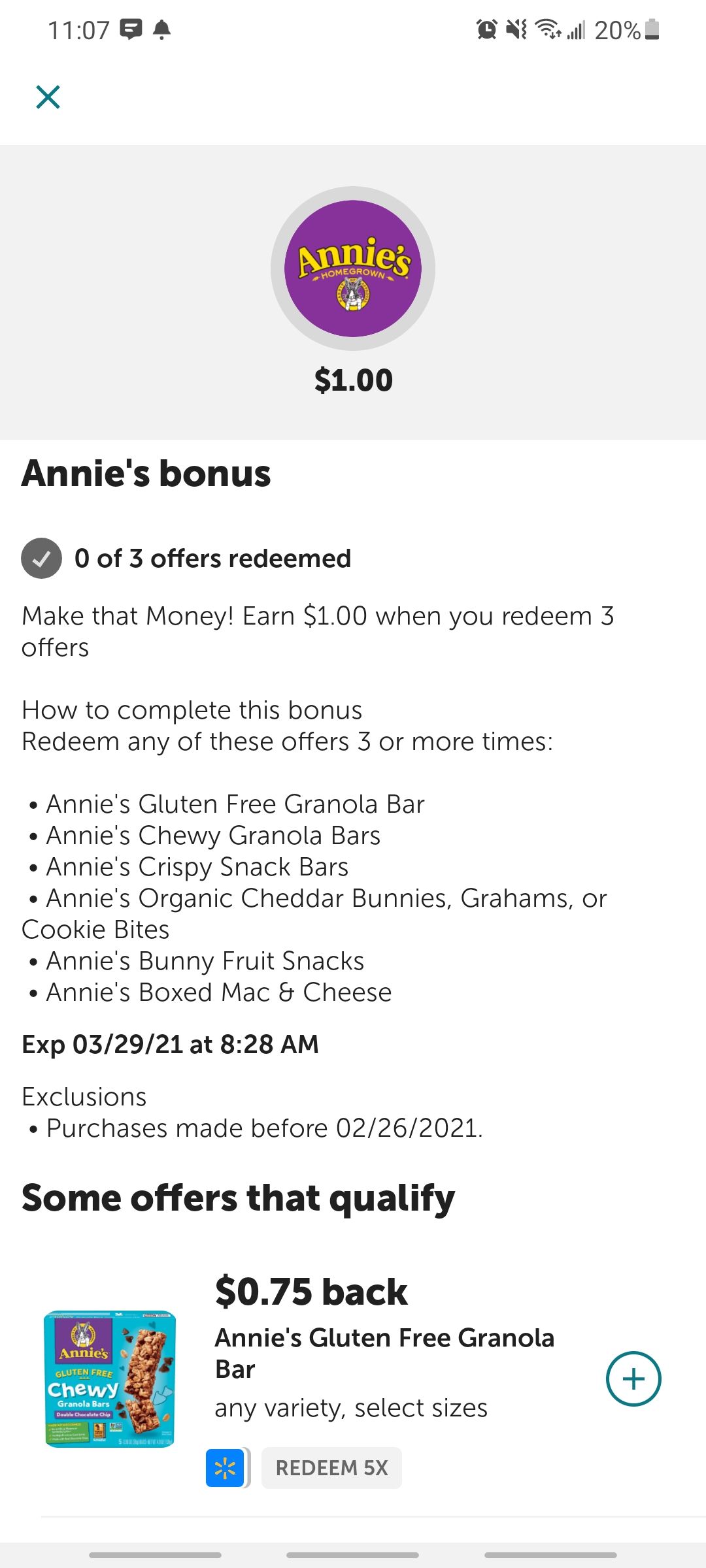 ibotta app annie's brand bonus cash back offer