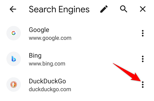 Меню рядом с отдельной закладкой на мобильном устройстве.