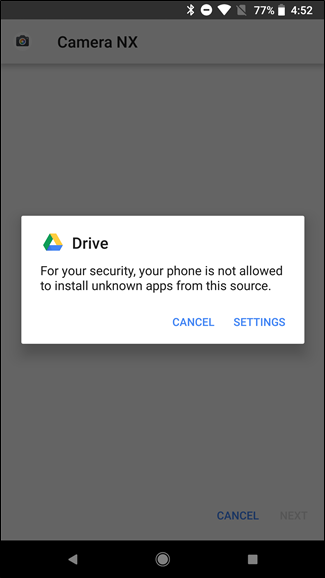 Экран: разрешить установку из неизвестных источников