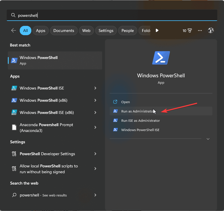 Запуск PowerShell от имени администратора