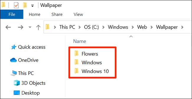 Папки со штатными обоями Windows 10 в Проводнике