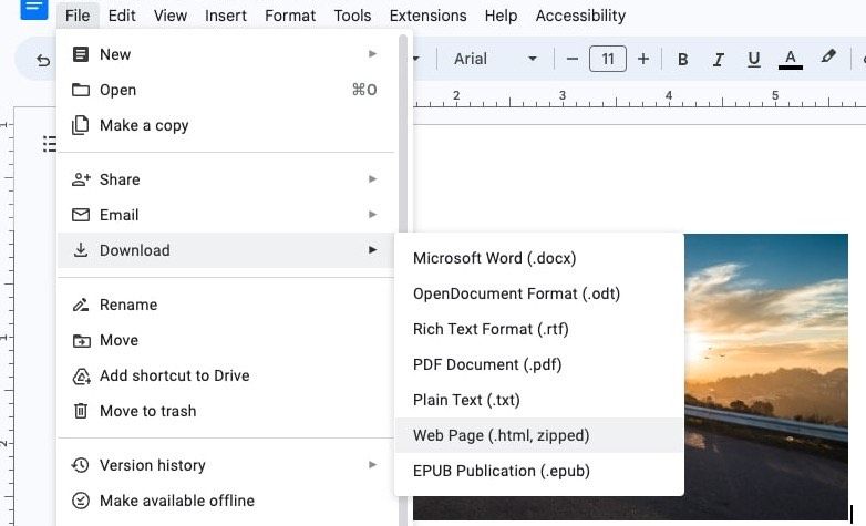 Скачивание документа и изображений из Google Docs