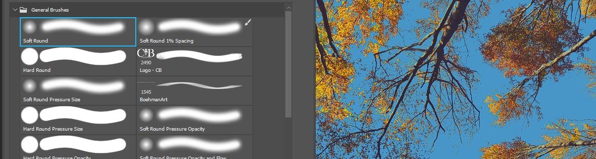 Инструмент Кисть: мягкая круглая кисть