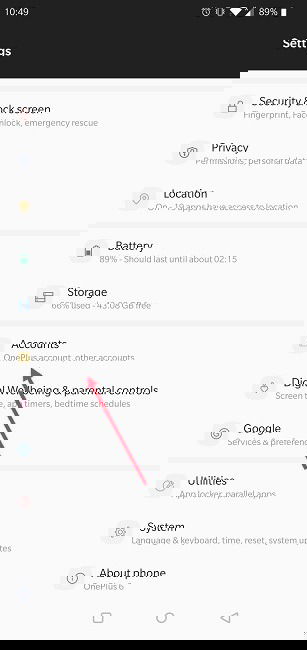 Список аккаунтов в настройках Android