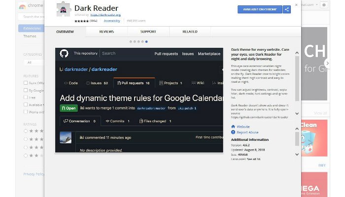 Расширение Dark Reader для Google Chrome