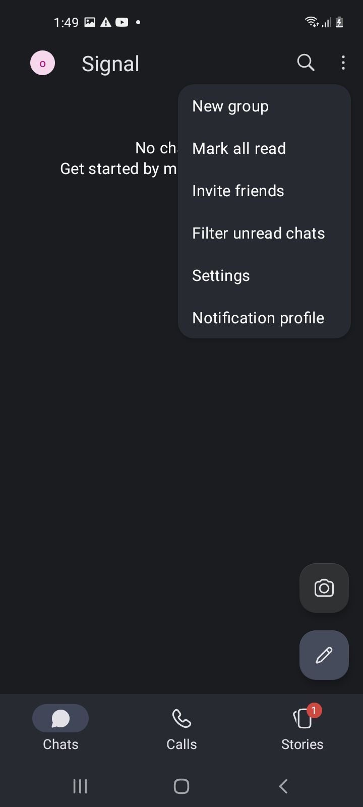 Настройки Signal на устройстве Android