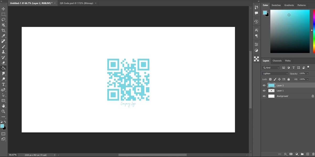 Бирюзовый QR‑код в Photoshop.