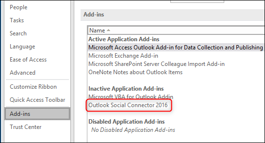 Отображение отключённой надстройки