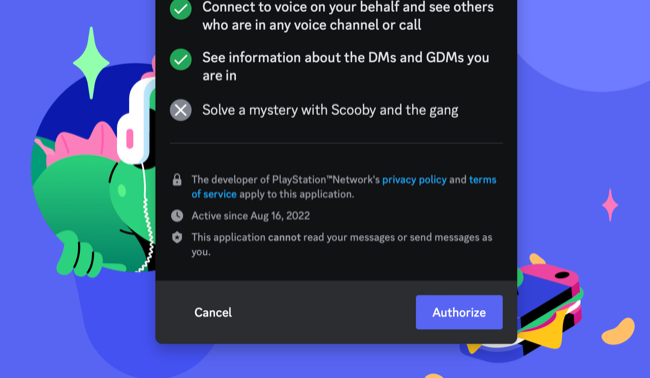 Авторизация соединения Discord с аккаунтом Sony.