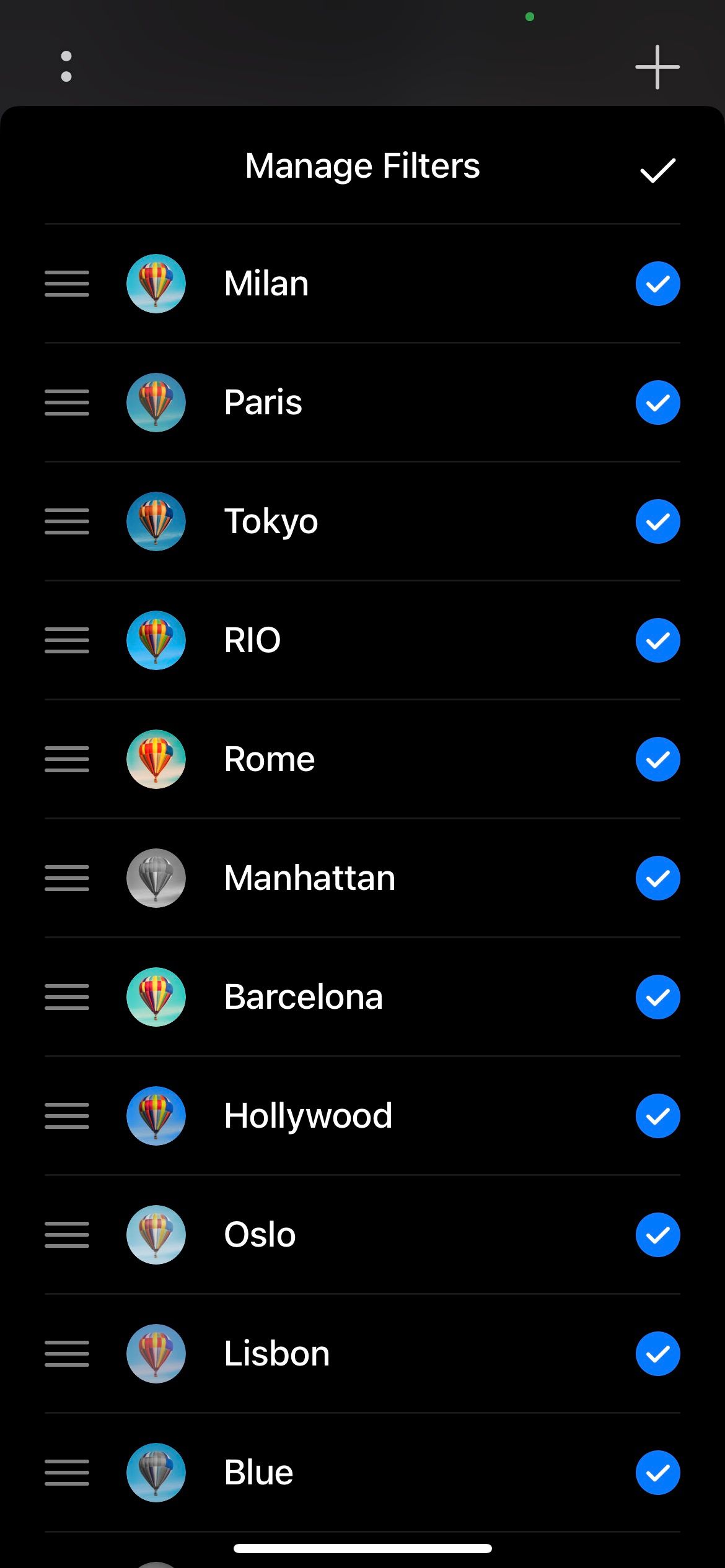 список видеофильтров в Spark Camera