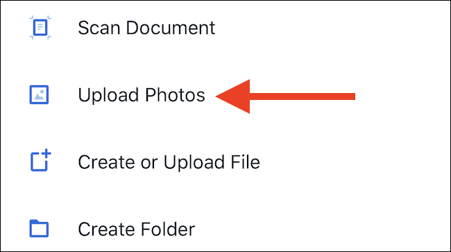 Выбор фото для загрузки в Dropbox