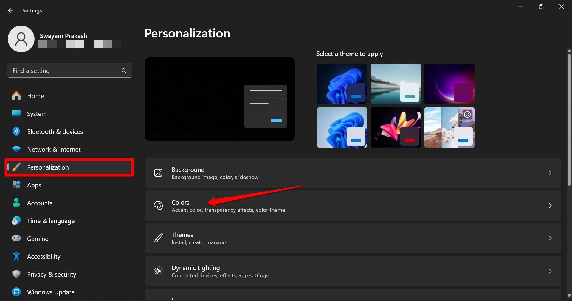 Настройки цвета и персонализации Windows