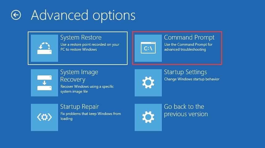 Параметры восстановления Windows