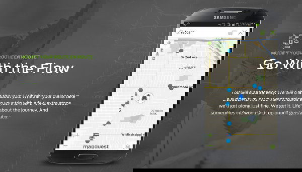 Экран MapQuest с навигацией