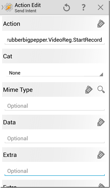 Tasker: пример Send Intent StartRecord