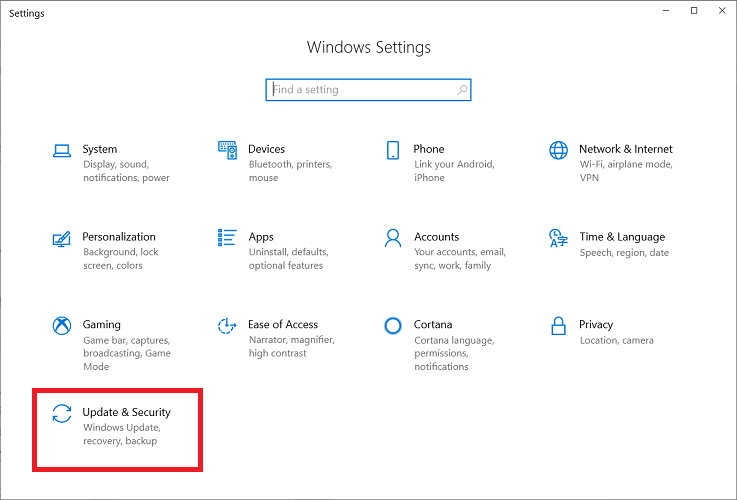 Параметры Windows — Обновление и безопасность