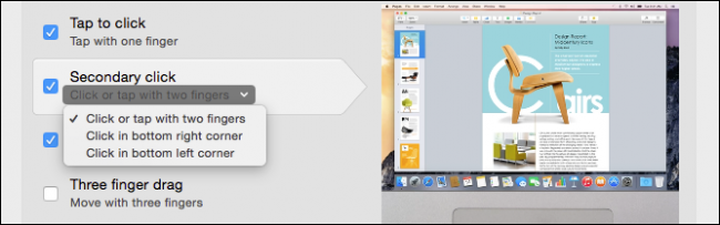 Вкладка Указание и щелчок — подменю