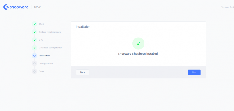 Подтверждение установки Shopware