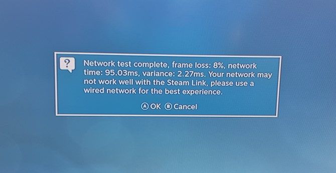 результат теста сети на Steam Link