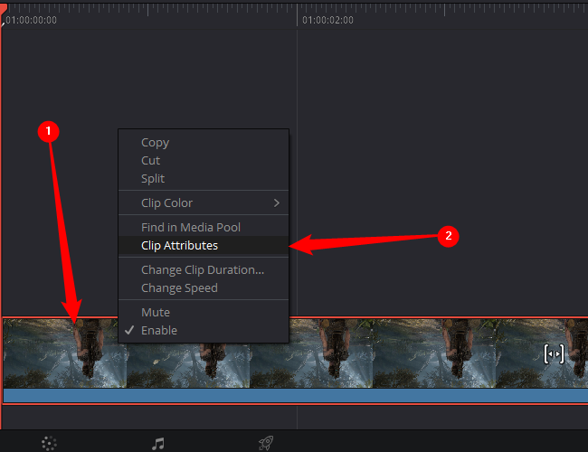 Открытие свойств клипа в DaVinci Resolve