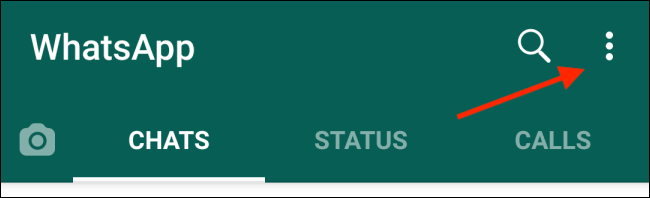 Нажмите кнопку меню в WhatsApp на Android