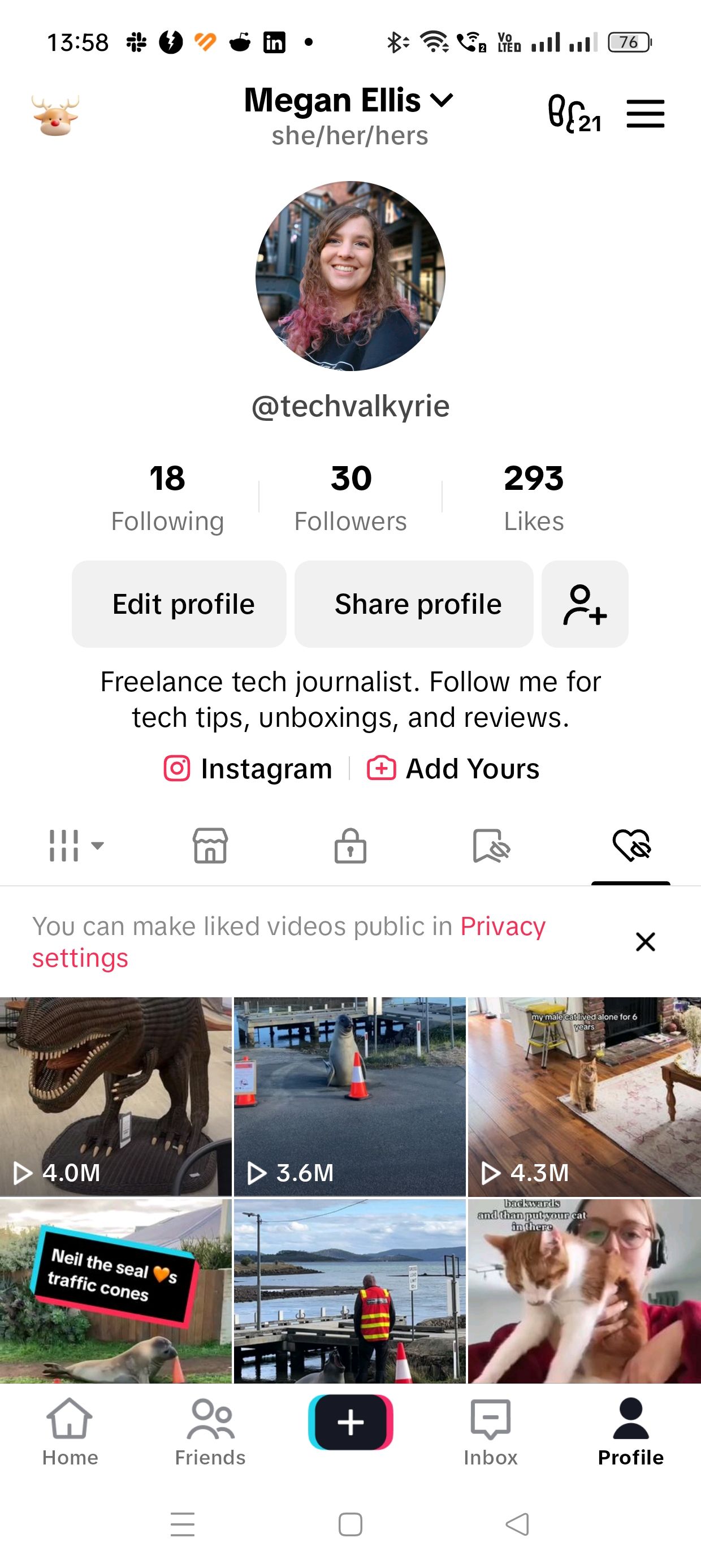 Просмотр лайкнутых видео в профиле