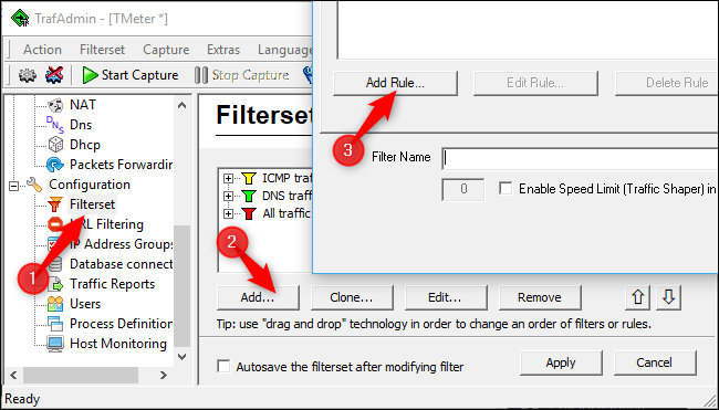 Выбор процесса в редакторе правил TMeter