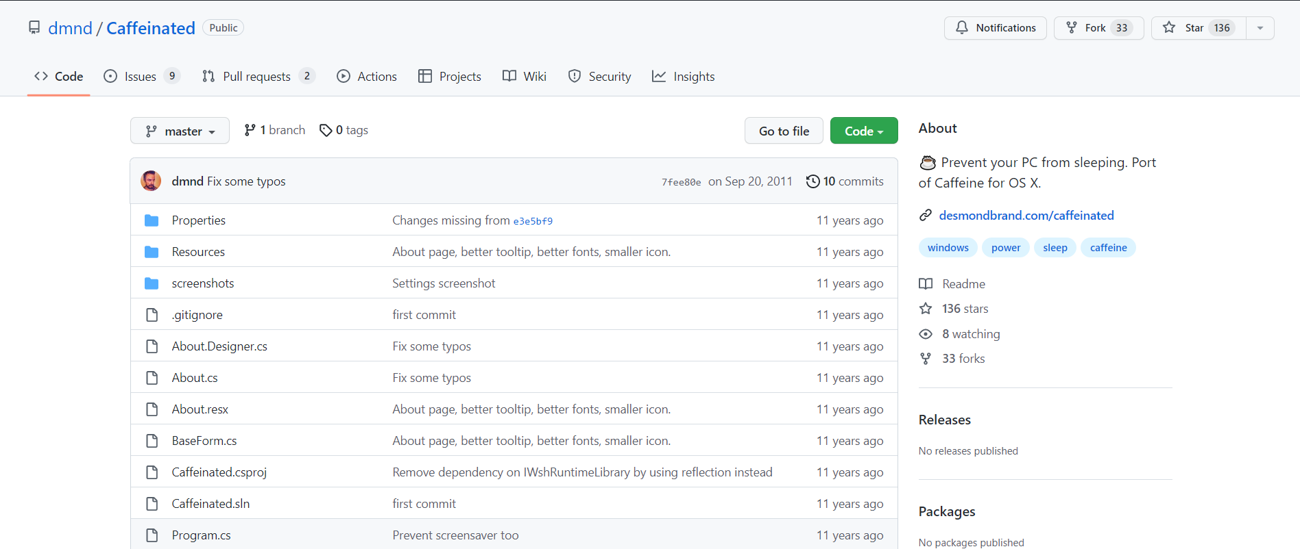 Caffeinated экран приветствия