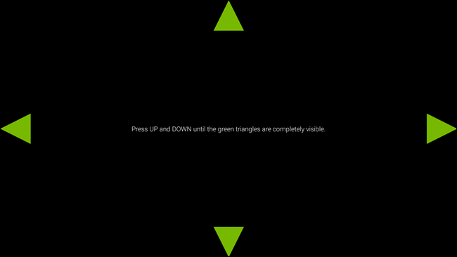 Экран с четырьмя стрелками для регулировки оверскана